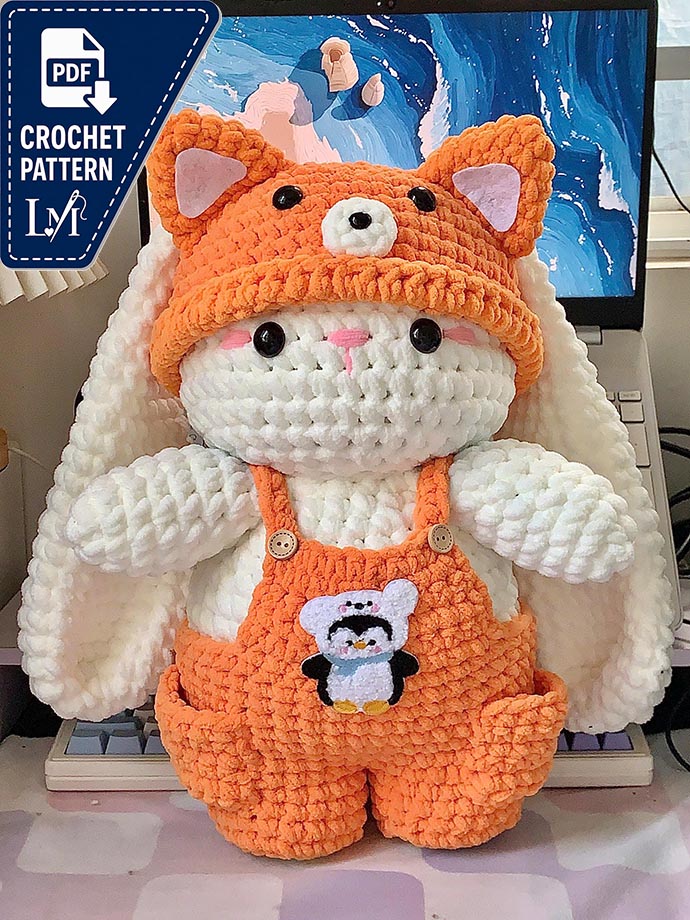 Fox Bunny Crochet Pattern PDF/ Adorable Fox Bunny With Hat And Overalls